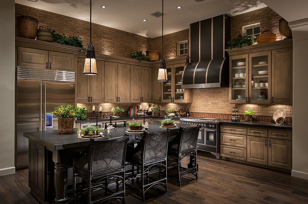 kitchen design with dark wood cabinet