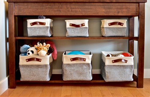 Easy simple child's toy storage in living room or bedroom for mo