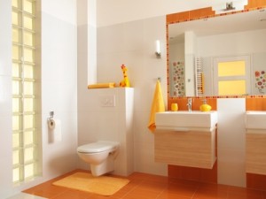 Colorful children bathroom with toilet