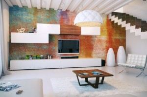 Colorful-exposed-brick-wall-modular-storage