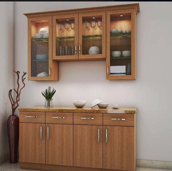 Wall Mounted Kitchen Cabinets Online India - Cassia Crockery Cabinet