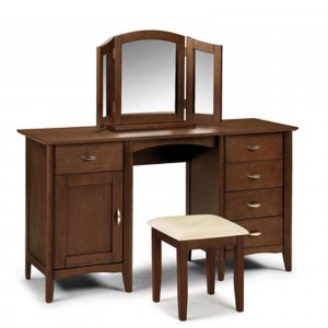 furniture-retro-style-brown-oak-wood-table-dresser-with-trifold-mirror-and-5-drawers-also-storage-and-metal-handle-glamorous-makeup-table-with-mirror-design