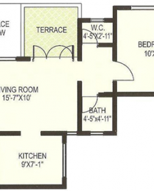 Elegant 1BHK Apartment Floorplan Design