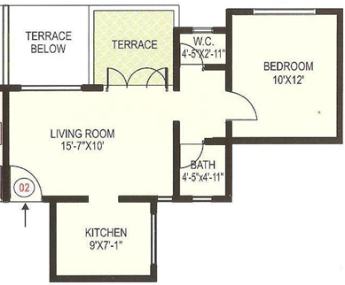 simple 1 bhk house plan drawing