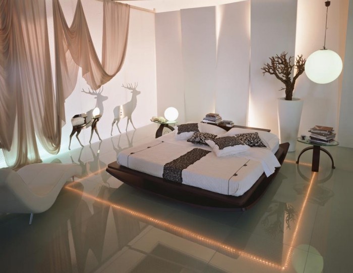 Stunning Modern Bedroom Flooring and Lighting Idea
