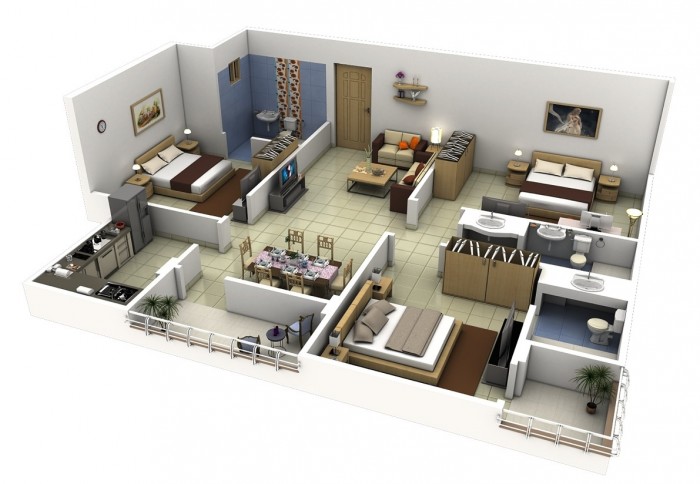 Three Bedroom Floor Plan