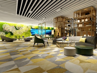 3d render of luxury hotel interior lobby