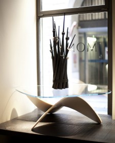 Sculptural Oak Sofa Table by Sandro Lopez