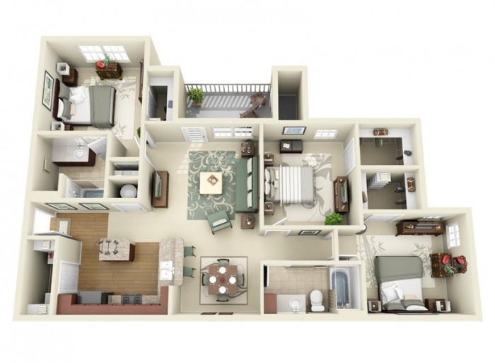 3BHK floorplan